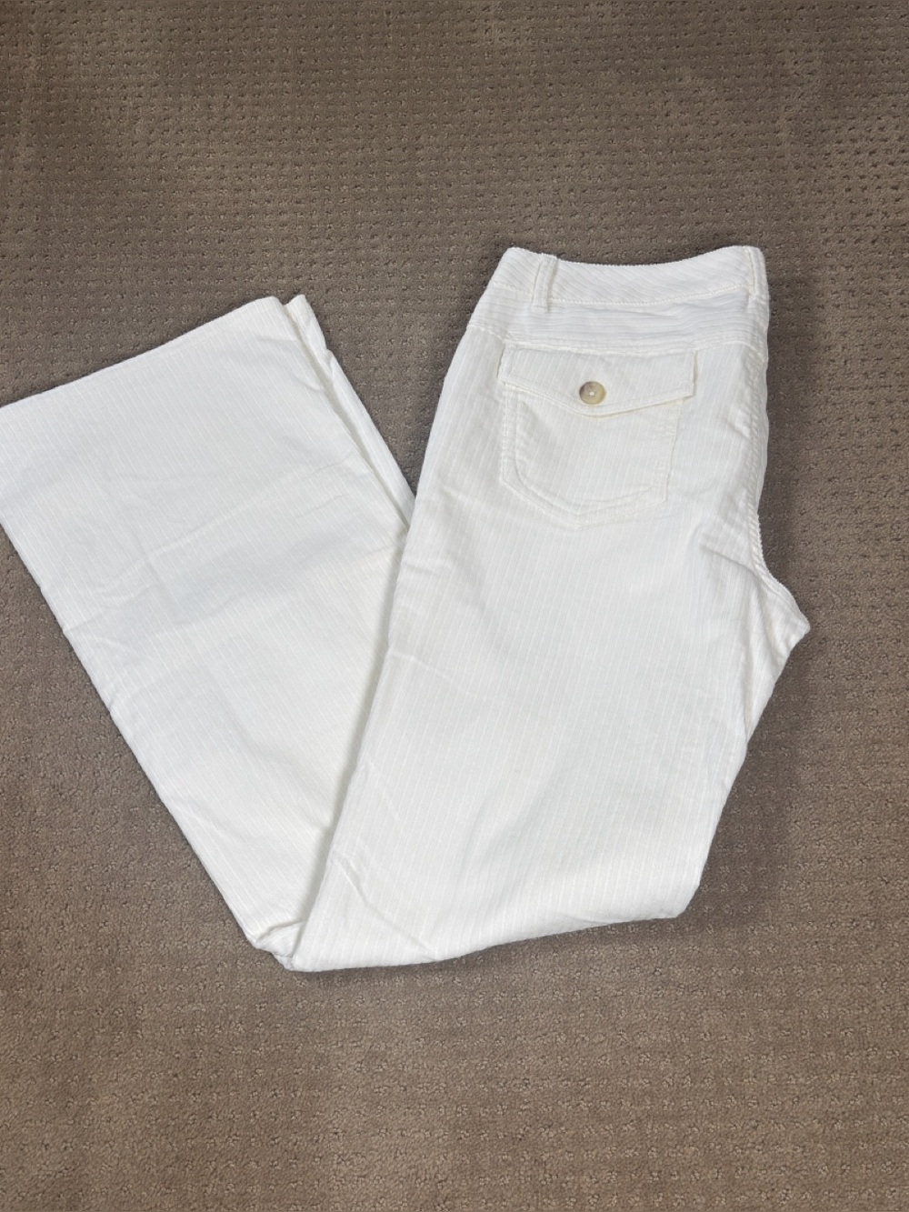 Banana Republic White Ribbed Corduroy Wide-Leg Jeans Tall